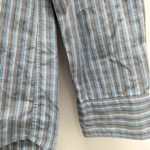 コムデギャルソンオムドゥ COMME des GARCONS HOMME DEUX 背面ストライプ切替 ミニチェック コットンブロード シャツ メンズ import:L