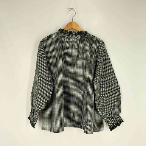 サマンサモスモス samansa Mos2 スタンドレースカラーフリルブラウス ギンガムチェック レディース FREE