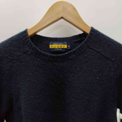 ラグビーラルフローレン Rugby Ralph Lauren レザー エルボーパッチ ウール ニット セーター メンズ import:XS