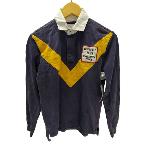 ラグビーラルフローレン Rugby Ralph Lauren 90-00S ワッペン 刺繍 ナンバリング 12 Vライン L/S ラガー ポロ シャツ メンズ import:XS