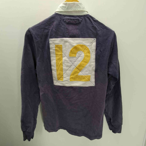 ラグビーラルフローレン Rugby Ralph Lauren 90-00S ワッペン 刺繍 ナンバリング 12 Vライン L/S ラガー ポロ シャツ メンズ import:XS
