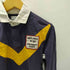 ラグビーラルフローレン Rugby Ralph Lauren 90-00S ワッペン 刺繍 ナンバリング 12 Vライン L/S ラガー ポロ シャツ メンズ import:XS