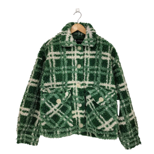 ザラ ZARA グリーンチェック クロップド丈 ボアジャケット レディース import:S