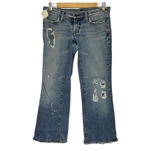 ゲス GUESS ダメージ加工 ローライズ フレア デニムパンツ Y2K レディース US:26-27