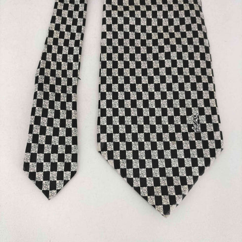イヴサンローラン Yves Saint Laurent チェック柄 シルク ネクタイ メンズ