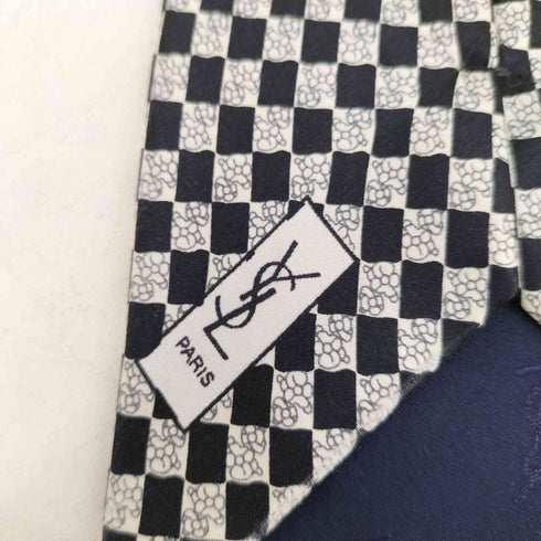 イヴサンローラン Yves Saint Laurent チェック柄 シルク ネクタイ メンズ