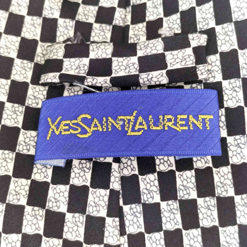 イヴサンローラン Yves Saint Laurent チェック柄 シルク ネクタイ メンズ