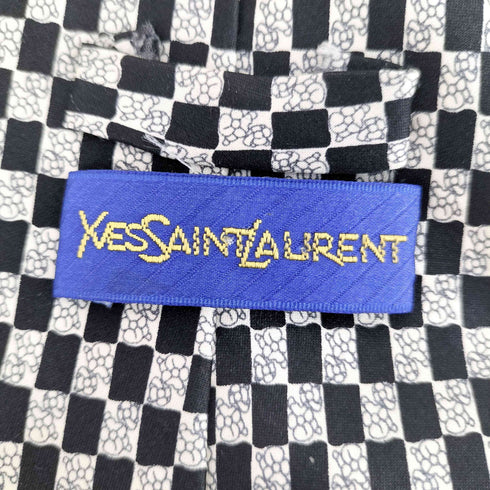 イヴサンローラン Yves Saint Laurent チェック柄 シルク ネクタイ メンズ