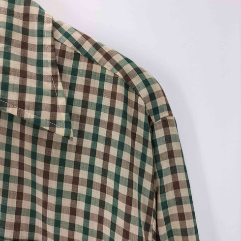 ジェーシーペニー JC Penney 70S 黒タグ L/S コットン ポリ シアー チェック シャツ メンズ import:XL