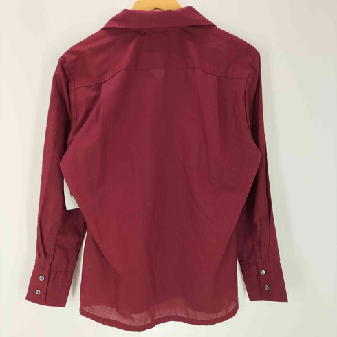 M.California 60-70S 三角タグ L/S コットン ポリ クラウン 刺繍 開襟 オープンカラー ドレス シャツ ボルドー メンズ import:S