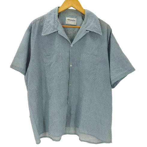 マンハッタン Manhattan DOCOMA 70S 総柄 S/S コットン ポリ 開襟 オープンカラー ボックス シャツ vintage ビンテージ メンズ import:XL