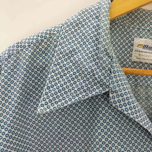 マンハッタン Manhattan DOCOMA 70S 総柄 S/S コットン ポリ 開襟 オープンカラー ボックス シャツ vintage ビンテージ メンズ import:XL