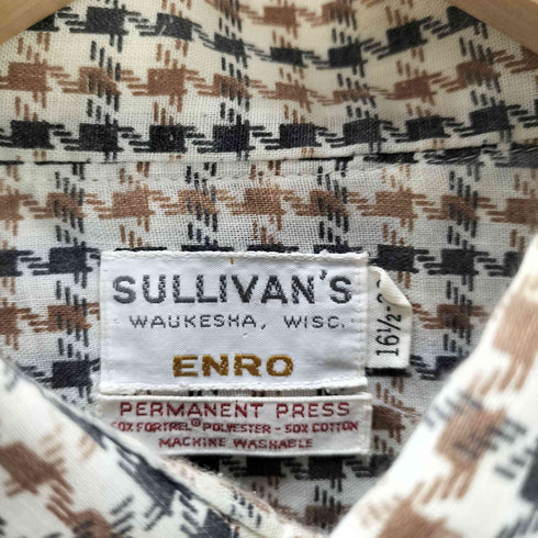 ENRO 70S SULLIVAN'S PERMANENT PRESS 千鳥格子 ハウンドトゥース L/S ボタンダウン ドレス シャツ メンズ 161/2-33