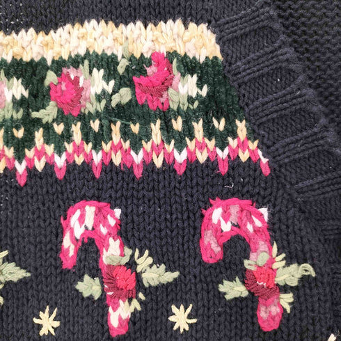 ティアラ Tiara 90-00S 花 フラワー ビーズ 刺繍 装飾 ローゲージ ニット ベスト クリスマス レディース 18/20