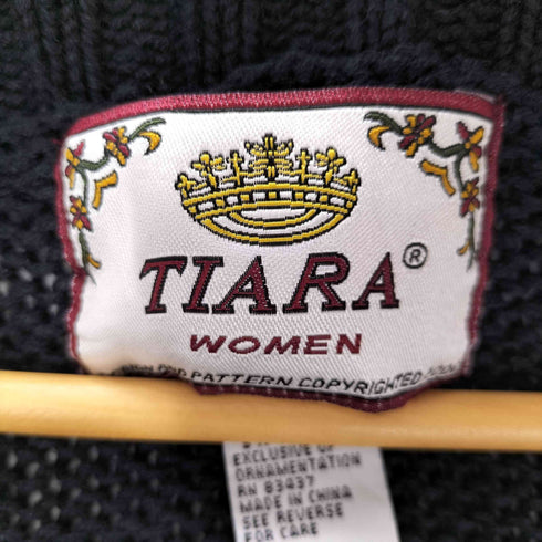 ティアラ Tiara 90-00S 花 フラワー ビーズ 刺繍 装飾 ローゲージ ニット ベスト クリスマス レディース 18/20
