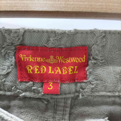 ヴィヴィアンウエストウッドレッドレーベル Vivienne Westwood RED LABEL オーブ ボタン 立体 3D 刺繍 デザイン フリンジ 5ポケット ストレート パンツ レディース 3