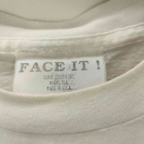 90S USA製 FACE IT ボディ ビーズ装飾 アーティスト カジノガール プリント S/S Tシャツ シングルステッチ メンズ