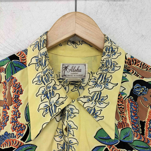 aloha garment レーヨン ストライプ アロハシャツ メンズ import:L