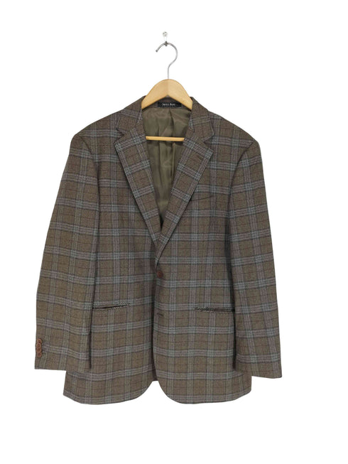 サヴィルロウ SAVILE ROW e.thomas カシミヤ混 チェック テーラードジャケット 総裏 メンズ AB6