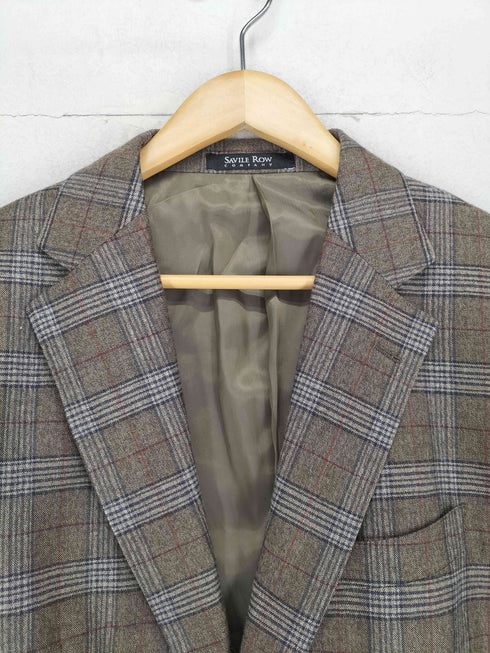 サヴィルロウ SAVILE ROW e.thomas カシミヤ混 チェック テーラードジャケット 総裏 メンズ AB6