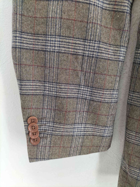 サヴィルロウ SAVILE ROW e.thomas カシミヤ混 チェック テーラードジャケット 総裏 メンズ AB6