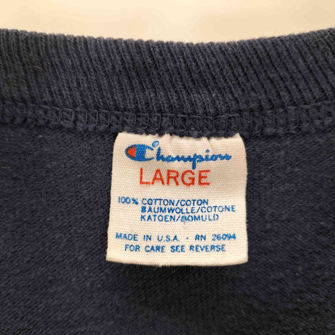 チャンピオン Champion 80S USA製 トリコタグ スクリプト ロゴ プリント S/S Tシャツ 袖目付き シングルステッチ メンズ import:L