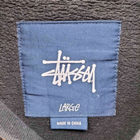 ステューシー Stussy ストックロゴ 袖プリント ナンバリング バイカラー スタジャン メンズ import:L