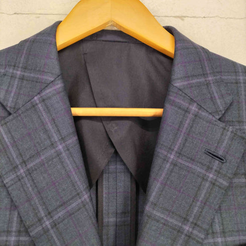 hickey freeman チェック 2Bシングルテーラードジャケット メンズ 98 AB6