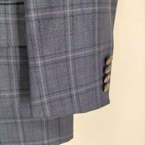 hickey freeman チェック 2Bシングルテーラードジャケット メンズ 98 AB6