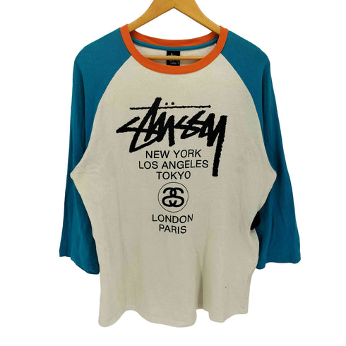 ステューシー Stussy WORLD TOUR BASEBALL T-SHIRTS ワールドツアー ラグランスリーブ ベースボール Tシャツ メンズ import:L