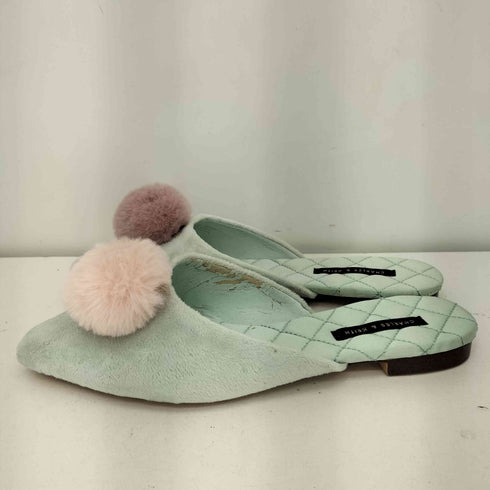 チャールズアンドキース CHARLES&KEITH ファーリー ポインテッド ポンポン スリッポン ミュール パンプス レディース 38