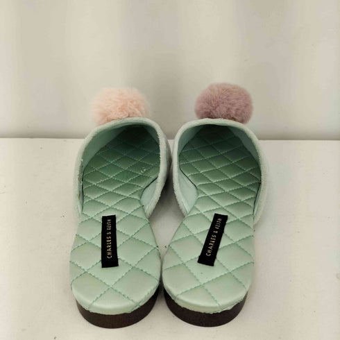 チャールズアンドキース CHARLES&KEITH ファーリー ポインテッド ポンポン スリッポン ミュール パンプス レディース 38