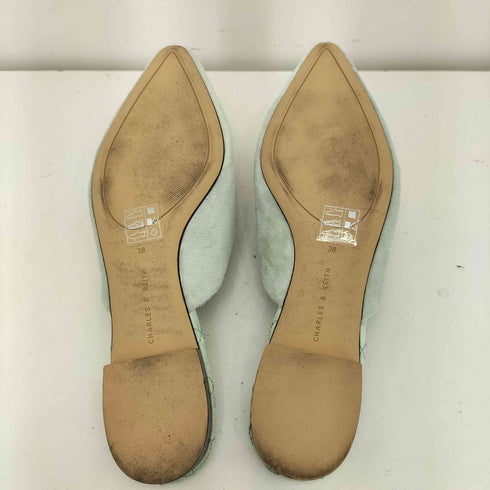 チャールズアンドキース CHARLES&KEITH ファーリー ポインテッド ポンポン スリッポン ミュール パンプス レディース 38