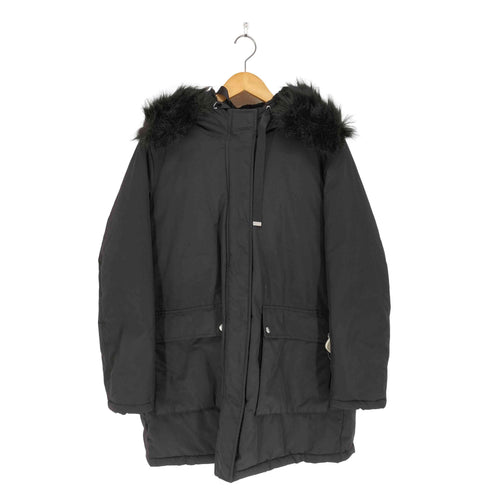 ザラ ZARA フードフェイクファー 中綿ジャケット レディース import:L