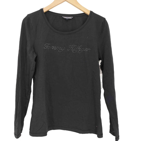トミーヒルフィガー TOMMY HILFIGER ラインストーンロゴ クルーネックロンT レディース import:M
