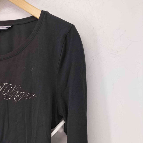 トミーヒルフィガー TOMMY HILFIGER ラインストーンロゴ クルーネックロンT レディース import:M
