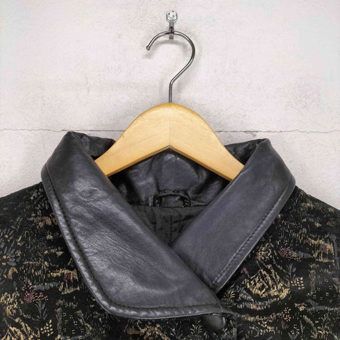 realleather 総柄 襟レザーコート メンズ
