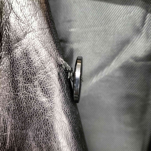 realleather 総柄 襟レザーコート メンズ