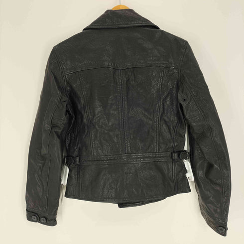 ポロバイラルフローレン Polo by RALPH LAUREN リアルレザー 本革 サイドアジャスター ジップアップ ダブルライダース ジャケット 裏地キルト 棒TALON 復刻 レディース US:6