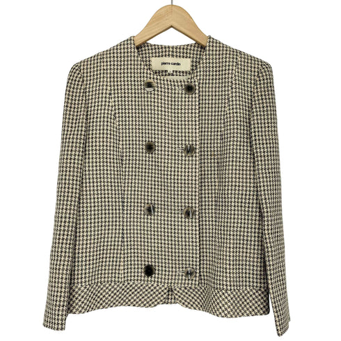 ピエールカルダン pierre cardin チェック柄 ノーカラージャケット レディース JPN:11号