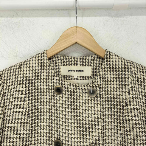 ピエールカルダン pierre cardin チェック柄 ノーカラージャケット レディース JPN:11号
