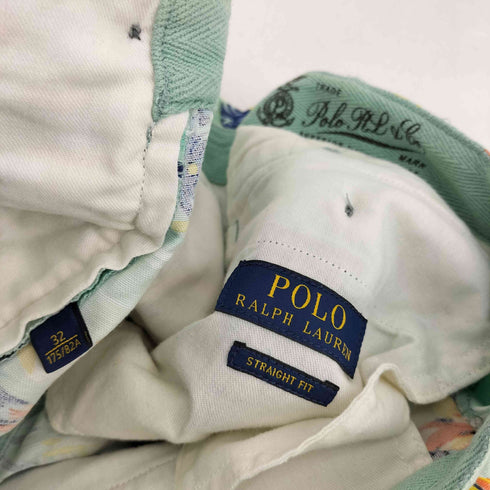 ラルフローレン RALPH LAUREN STRAIGHT FIT 麻 リネン混 総柄 マリン柄 カジキマグロ ヤシの木 アロハ ショート パンツ メンズ US:32-33