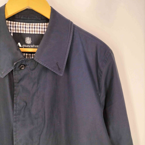 アクアスキュータム AQUASCUTUM 裏地チェック柄 コットン トレンチコート メンズ UK:36
