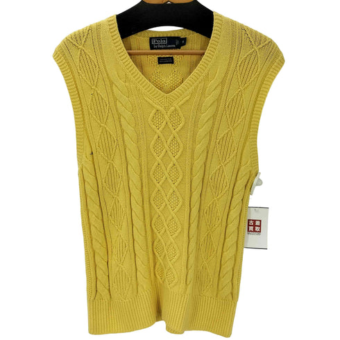 ポロバイラルフローレン Polo by RALPH LAUREN 90S ケーブル編み カシミア混 コットン Vネック ニット ベスト メンズ import:S