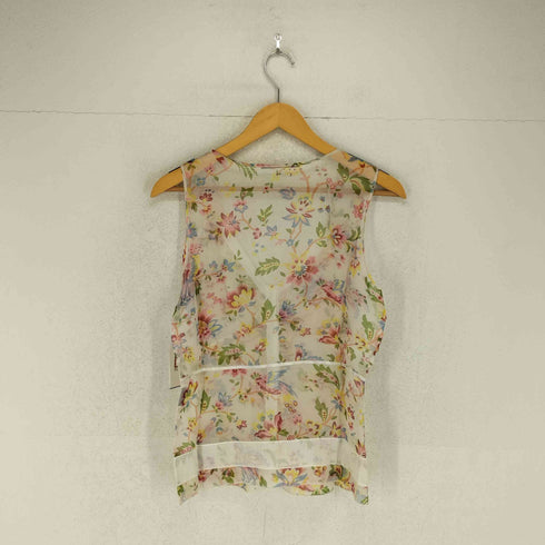 マリテフランソワジルボー MARITHE FRANCOIS GIRBAUD フラワー シルク ノースリーブブラウス レディース 42