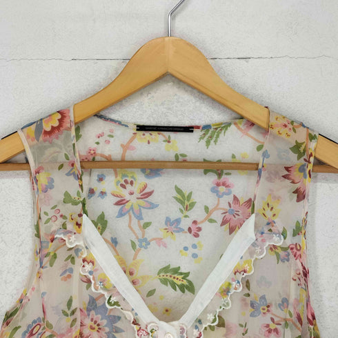 マリテフランソワジルボー MARITHE FRANCOIS GIRBAUD フラワー シルク ノースリーブブラウス レディース 42