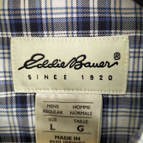 エディーバウアー Eddie Bauer 90S 白タグ チェック L/S BD シャツ メンズ import:L