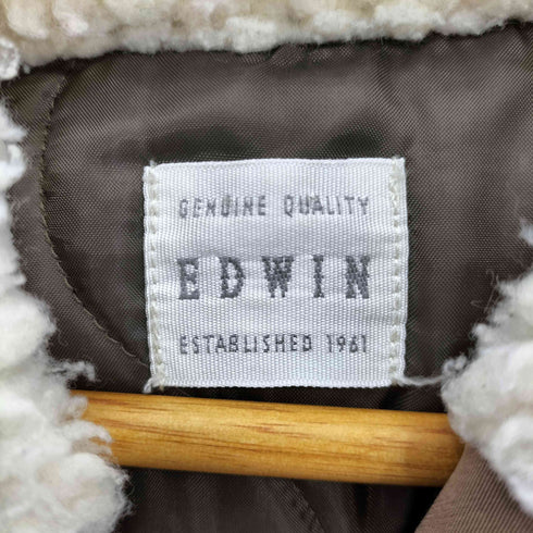 エドウィン EDWIN 裏地キルティング ハーフ丈 中綿 ファー コート レディース L