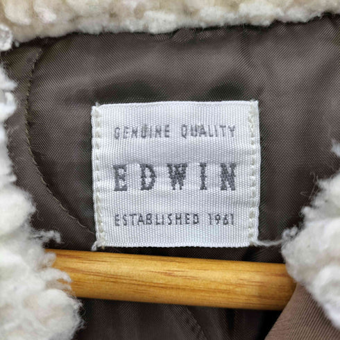 エドウィン EDWIN 裏地キルティング ハーフ丈 中綿 ファー コート レディース L