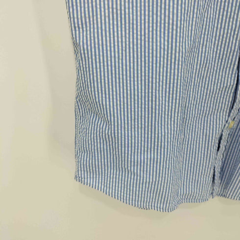 ラルフローレン RALPH LAUREN CLASSIC FIT ポニー刺繍 シアサッカー ストライプ ボタンダウン S/Sシャツ 半袖 メンズ import:M